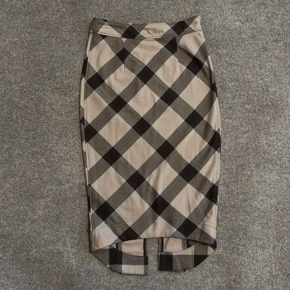 Free People Skirt Academia Preppy Geometric Precision Plaid Pencil Gray Size 2 - Picture 2 of 8